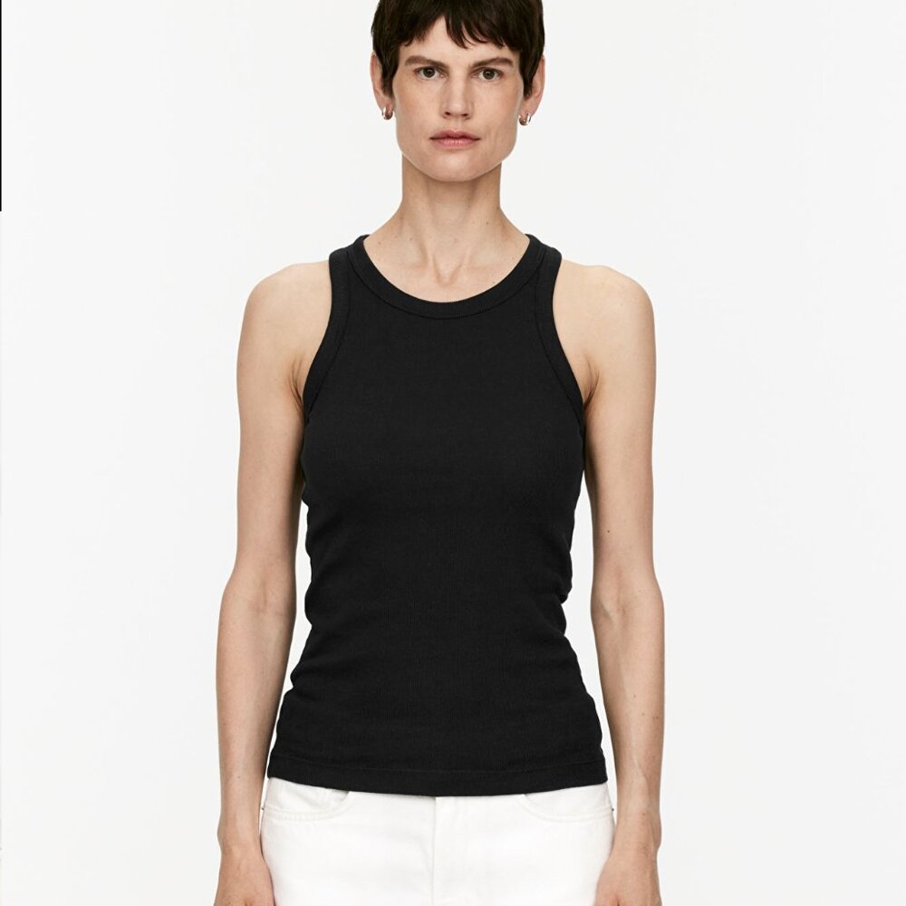 Arket Black Ribbed Tank Top